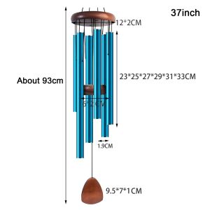 SPARAK 26/32/37 Inch Chuông gió ống loại 6 thanh Nhôm Chuông gió dây chuyền Chuông gió bằng nhôm Ngoài trời