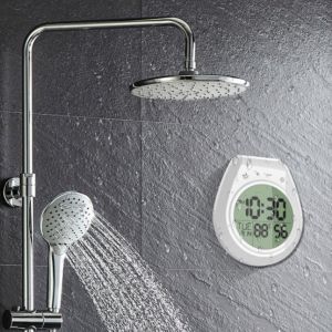 VB45D Anti Fog Digital Shower Clock Waterproof LCD Display Kitchen Timing Alarm Clock Creative 12/24 Hour Format Countdown Timer Restroom