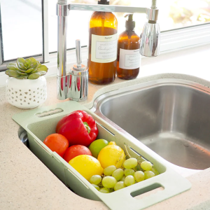 Expand Adjustable Sink Dish Drainer Rack Kitchen Organizer