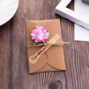 1pcs Kraft Paper Greeting Card Creative DIY Retro Flower Greeting Card For Birthday Gift Card