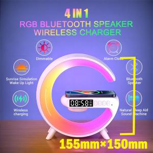 4 in1Wireless Speaker LED Atmosphere Light RGB Bluetooth Speaker Table Lamp Charger for Mobile Phone With AP Alarm Clock FM Radio Music TF 20w Atmosphere For Smart Home Decor Night Light