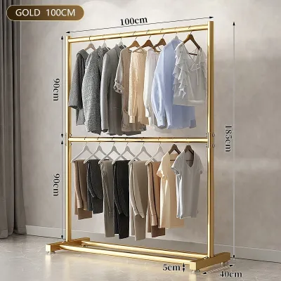 200CM Clothes Rack Organizers Floor-standing Double Rod Clothes Hanging Rack Steel Sampayan Drying Rack Indoor Outdoor