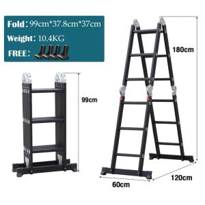 Reaim tangga lipat serbaguna aluminium 4.7M/3.7M/5.8M berat dapat diperpanjang dan dilipat