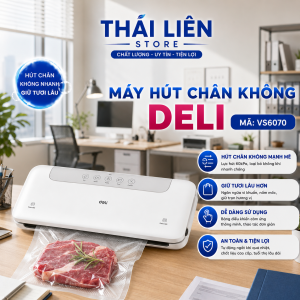 Máy Hút Chân Không Thực Phẩm Deli Hút Tự Động Hàn Miệng Lực Hút Mạnh Bảo Quản Thực Phẩm Tươi Lâu Hơn