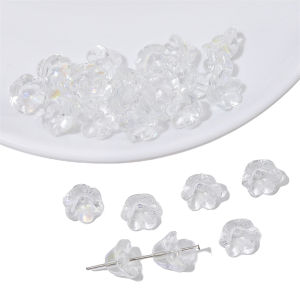 10/20Pcs 12x7mm Gradient Bell Orchid Flower Crystal Glass Beads for Jewelry Making Hairpin Handmade Diy Earrings Bracelet Accessories
