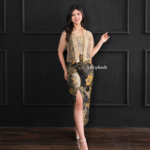 Dress Batik Modern Couple Organza Bordir Mewah Wanita Pesta Kondangan Cantik- Lifeplush HENA