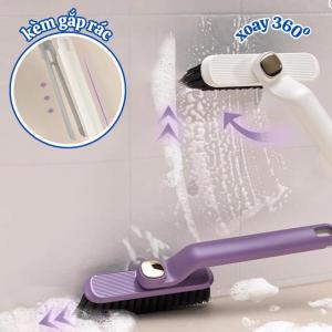 Bàn chải cọ sàn chổi chà sàn đa năng xoay 360 độ - Tích hợp nhíp gắp rác cọ sạch mọi ngóc ngách