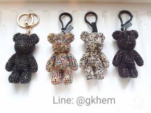 พวงกุญแจหมีเพรช งานคริสตัลพร้อมสายพร้อมปอม