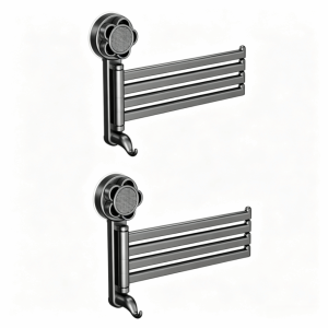 JIANZ Wall Mounted Towel Rack Suction Cup Rotating Bath Towel Holder Multi-Rod 3/4-Bar Towel Hanger Bathroom