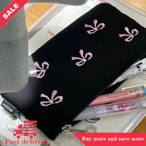 [COD]Flash Delivery Ins Style Simple Black Bow Pencil Case Large Capacity Pencil Storage Bag Cosmetic Bag Stationery Organizer School Supplies