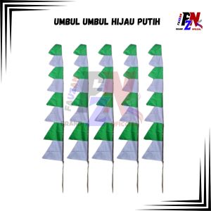 20pcs umbul umbul polos hijau putih 27m
