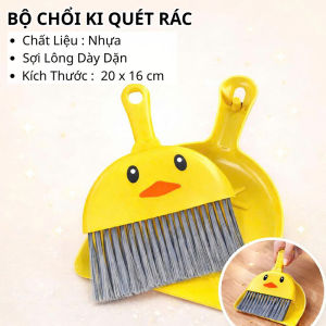 Bộ Ki Chổi Quét Rác Mini Để Bàn Hình Gà Vàng Chổi Quét Bụi Nhỏ Gọn Quét Bàn Học Bàn Làm Việc