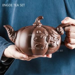 Yixing Purple Clay Teapot Large-capacity Pumpkin Pot Zhu Mud Handmade Filter Tea Maker Chinese-style Purple Sand Tea Set 780ml2026