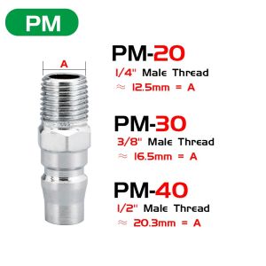 1/4" Air Hose Compressor Connector Coupler Socket High Pressure PP PF PH PM SP SF SH SM Metal Quick Pneumatic Fitting