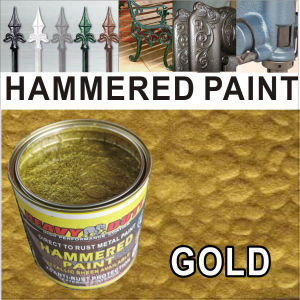 1L ( GOLD ) HAMMERED PAINT ( METALLIC PAINT HEAVY DUTY ) HAMMERTONE / HAMMERITE Direct rust Metal paint