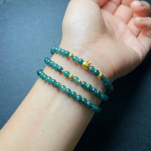 vòng tay dáng chuỗi ngọc lam ngọc tự nhiên mix charm túi tiền 24k 9999 và charm bi cầu vàng vòng tay đá phong thủy trang sức thiết kế đủ hóa đơn thẻ bảo hành