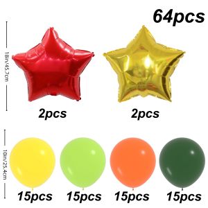 64pcs balloon set birthday-themed balloons with star-shaped foil suitable for autumn harvest decorations outdoor picnic parties Thanksgiving decorations birthday parties indoor and outdoor decoration party balloon decor.