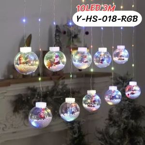 ไฟแต่งห้อง ไฟบอลคริสต์มาส LED ประดับตกแต่ง ม่านไฟแซนต้า สโนแมน ปีใหม่ ขนาด 3 เมตร 10LED ตกแต่งในช่วงเทศกาลต่างๆ