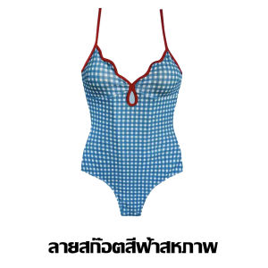 ชุดว่ายน้ำผู้หญิง กระโปรงตัณหาอันบริสุทธิ์ ชุดว่ายน้ำวันพีชด้านหลังลายตารางที่สวยงามและเซ็กซี่ PR