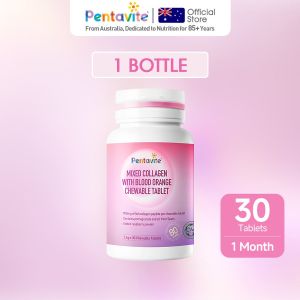 【Amelias Choice】Pentavite Kollagen Untuk Kulit TegangGebu & Awet Muda Ditambah Delima &Raspberi Limau Oren Darah Boleh Kunyah(30-120 Tablets for Adult) I Collagen ForFirm Plump & Youthful Skin Chewabletablets