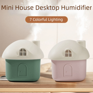 SKINJOY Colorful Lighting Portable Air Humidifier 300ml Water Tank Cartoon House Shape  Cool Fogger Personal 2 Modes Cool Mist Air Purifier Home Use