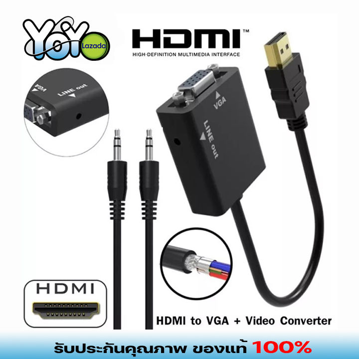 สายแปลงจาก HDMI ออก VGA+audio, HDMI to VGA audio Converter