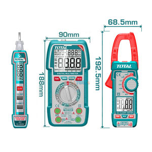 Combo bút thử điện TOTAL TOS24067 12V - 300V & đồng hồ vạn năng kỹ thuật số 1000V & kềm đo AC kỹ thuật số DC/AC 400A
