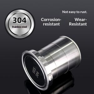 SERENEGLOW Xách tay thép không gỉ cốc nước có thể gấp gọn với Keychain cho du lịch ngoài trời và cắm trại