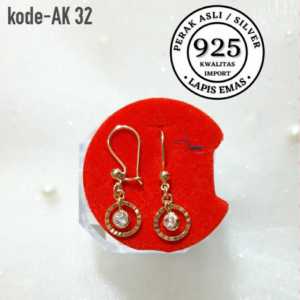 Anting kait perak asli 925 lapis emas kuning ANTI KARAT KWALITAS IMPORT AK32