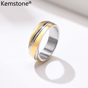 Kemstone Fashion Jewelry Stainless Steel Black Gold Plated Ring Twill Men Ring