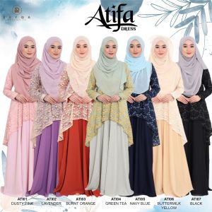 ATIFA Dress Sedondon by Reyqa Exclusive Saiz Dewasa ( S - 3XL ) Fursan Dubai With Layer Lace