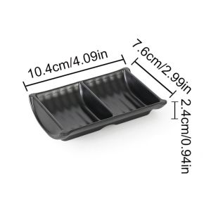 DJRGS Japanese Style Melamine Sauce Dishes Multi-grid Black Sushi Soy Dipping Sauce Bowl Multifunction Soy Sauce Dish Hot Pot Dipping Dish For Storage Plate