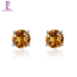 Bông tai Stud tròn cho phụ nữ Quà Tặng tự nhiên Garnet Solid 925 Sterling Silver