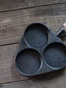 Cast Iron 3-Cup Egg Frying Pan Pre-Seasoned Omelet Pan