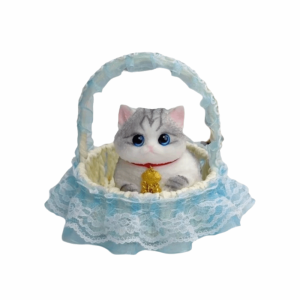 PENTU Simulation Cat Cat Squeeze Toy Slow Rebound with Flower Basket Cat Fidget Toy Funny New Cat Squishy Toy Home Decor