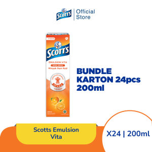 Scotts Vitamin dengan Omega 3 Vitamin A dan D + Kalsium Vita Rasa Jeruk 24x200ml [24 PCS]