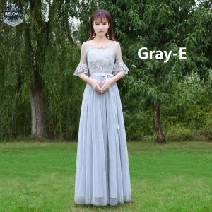 【Hot item】 Recoal Korean Grey Elegant Maxi Length 135cm Wedding Dinner Evening Dress Gown Bridesmaid Dresses