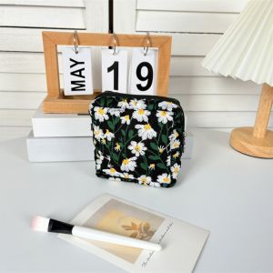 YOUSHI TOP Dung lượng lớn Túi trang điểm Daisy Phong cách Hàn Quốc Chống bụi Túi đựng mỹ phẩm Đa chức năng Canvas Người quản lý đồ lặt vặt Sử dụng hàng ngày