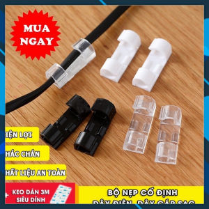 (HỎA TỐC) - Combo 20 Nẹp Dán Tường Cố Định Dây Điện Chống Rối - Kẹp Giữ Dây Cáp Sạc (Có Keo Dán 3M)