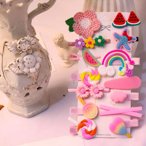 780Pcs/Set Korean Hair Pin Kids Scrunchie Flower Hair Clip Set Ponytail Headwear Hair Accessories(No Box)