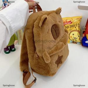 [COD] Springhooe ใหม่กระเป๋าเป้คาปิบาร่ากำมะหยี่สำหรับผู้หญิง กระเป๋าอเนกประสงค์ลายการ์ตูนตลกกระเป๋าโท้ทความจุขนาดใหญ่ของขวัญสำหรับเด็ก