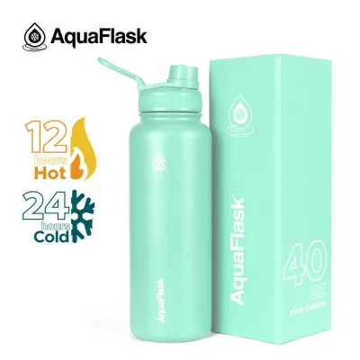 AquaFlask (40oz) Wide mouth w/ flip cap Vacuum Insulated Stainless Steel Drinking Water Bottle