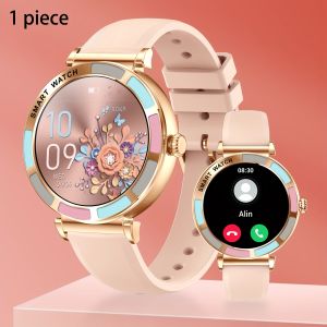 WomenS Smart Watch HD Touchscreen IP67 Fitness Tracker with 100+ Sports Modes Step Counter Call & Message Notifications Rechargeable Lithium Battery Stylish Round Alloy Case & Silicone Band IOS/Android Stylish Smartwatch|IP67 Watch