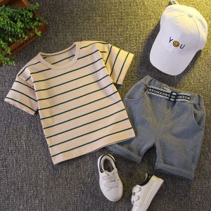 0-6 years old boys fashion casual summer short-sleeved suit summer new cotton polo shirt short-sleeved + Korean casual sports shorts 2 setsA99