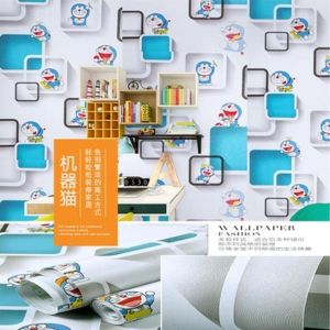 Wallpaper Sticker Dinding dengan Motif Doraemon 3D