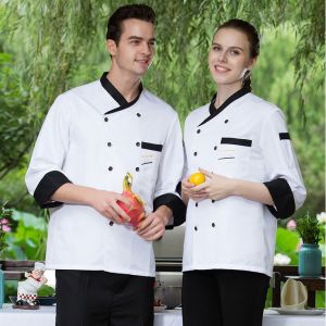 Cotton Chef Uniform for Men Chef Costume Plus Light Breathable Multiple Scenarios Wear-Resistance Oilproof Kitchen Catering Uniform Work Clothes Hotel Restaurant