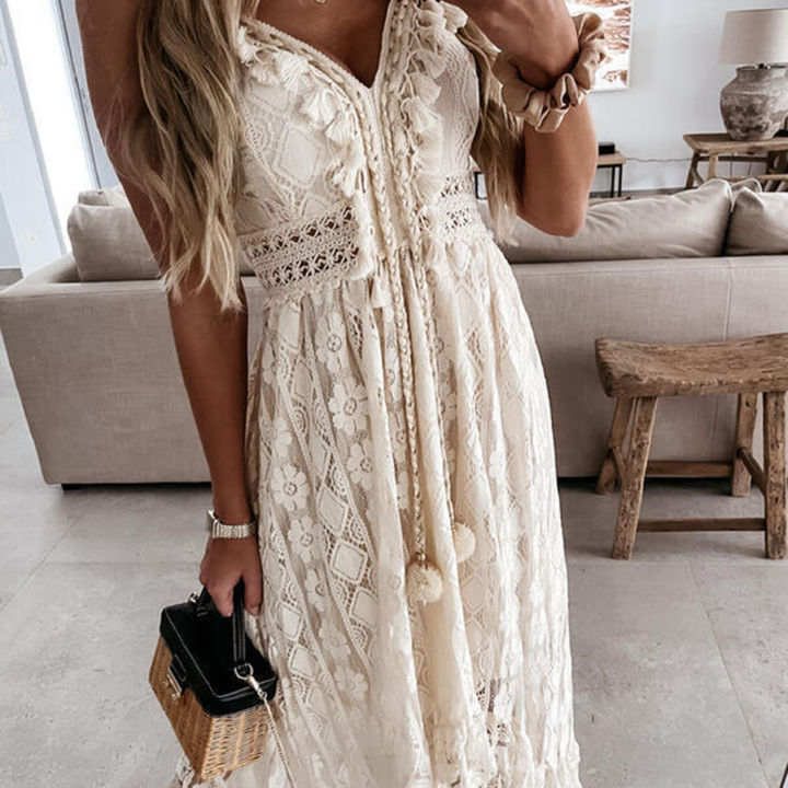 White lace tassel store dress