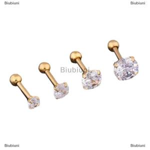 [COD] Biubiuni 1 Piece 4 prong Rhinestone tai đinh tán Bông tai cho phụ nữ nam giới tragus sụn tiêu chuẩn Thùy đồ trang sức quà tặng
