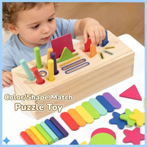 Wooden Shape Sorting Toy Montessori Color Matching Bucket Learning Toys for Toddlers 0 3 Years Old