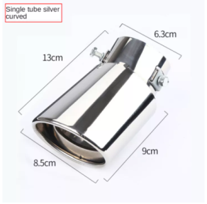 Muffler Tip Car Auto Burnt Blue or Silver Straight/Curved Exhaust Stainless Steel Chrome Trim Double Tail